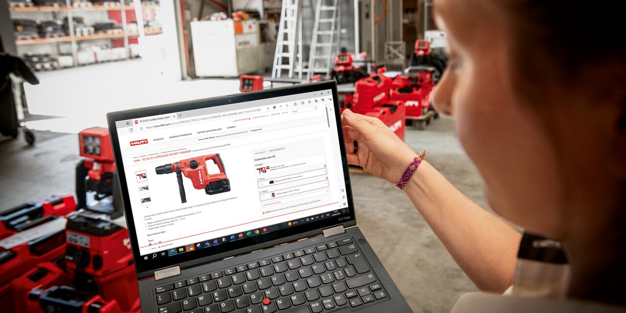 Hilti internetinės parduotuvės ekrano kopija