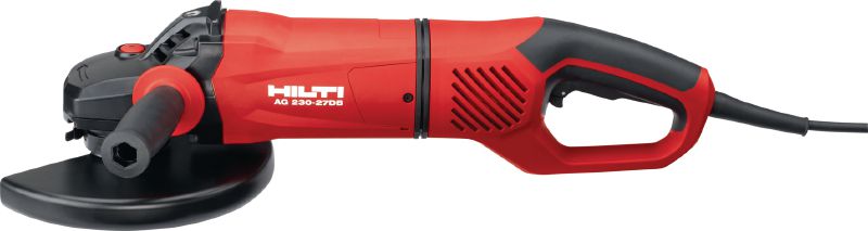AG 230-27DB kampinis šlifuoklis 2700 W kampinis šlifuoklis su avariniu jungikliu, sukamąja rankena ir stabdžiu, tinkamas iki 230 mm diskams
