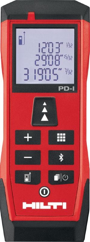 PD-I lazerinis matuoklis Tvirtas lazerinis matuoklis su išmaniomis matavimo funkcijomis „Bluetooth“ ryšiu, skirtas atlikti matavimo iki 100 m darbus patalpose