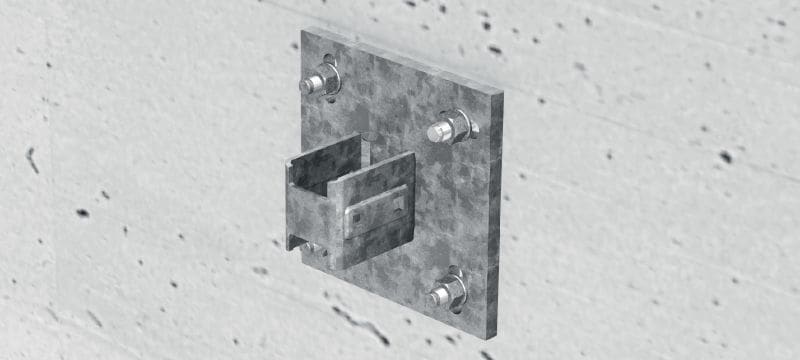MIQB-CD pagrindo plokštė Karštai galvanizuota (HDG) pgrindo plokštė, skirta tvirtinti MIQ sijas prie betono Aplikacijos 1