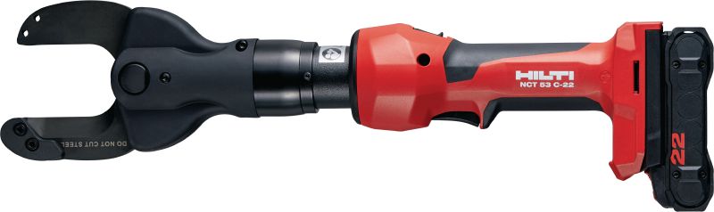 NCT 53 C-22: belaidis varinių / aliuminų kabelių pjoviklis Belaidis išilginis pjoviklis, skirtas variniams ir aliumininiams kabeliams iki 50 mm (2 col.) pjauti („Nuron“ akumuliatoriaus platforma)