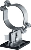 Vamzdžio laikiklis MP-PS 1-1 Reguliuojami viengubi vamzdžių laikikliai su išorine danga, skirti 21–173 mm (nuo 1/2 iki 6) skersmens vamzdžiams tvirtinti prie įvairių pagrindo medžiagų vidutinio korozinio poveikio aplinkoje