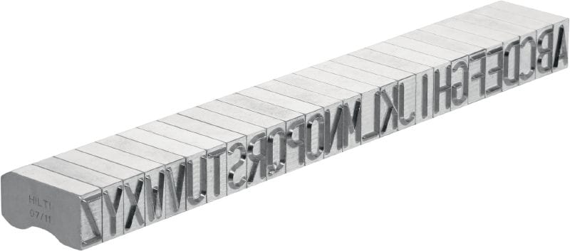 Plieno ženklinimo spaudai X-MC S 8/12 Aštrios briaunos, platūs raidžių ir skaitmenų simboliai, skirti identifikavimo žymoms įspausti metale