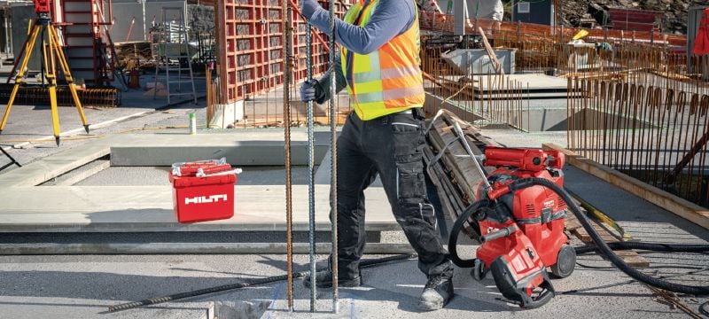 Cheminis inkaras HIT-HY 200-A V3 Geriausių eksploatacinių savybių švirkščiamasis skiedinys – greitai stingstantis cheminis inkaras, patvirtintas naudoti inkaruojant konstrukcines pagrindo plokštes ir armatūros jungtis, montuojamas betonui sustingus, prie betono Aplikacijos 1
