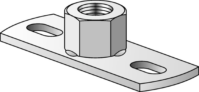 MGL 2-R Nerūdijančiojo plieno (A4) lengvų apkrovų pagrindo plokštė, skirta metriniams srieginiams strypams tvirtinti, su dviem inkaravimo taškais