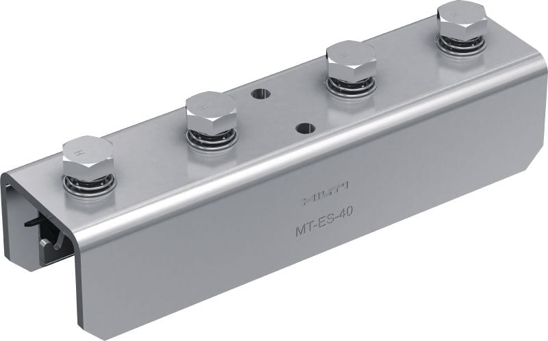 MT-ES-40 FL iš anksto surinkta jungiamoji kniedė Jungtis su iš anksto surinkta „Fast-Lock“ veržle ir varžtu, skirtu MT statramsčio kanalų movai nuo galo iki galo (MT-40, 50, 60, 40D)