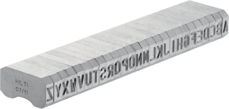 Plieno ženklinimo spaudai X-MC S 5.6/6 Aštrios briaunos, siauri raidžių ir skaitmenų simboliai, skirti identifikavimo žymoms įspausti metale