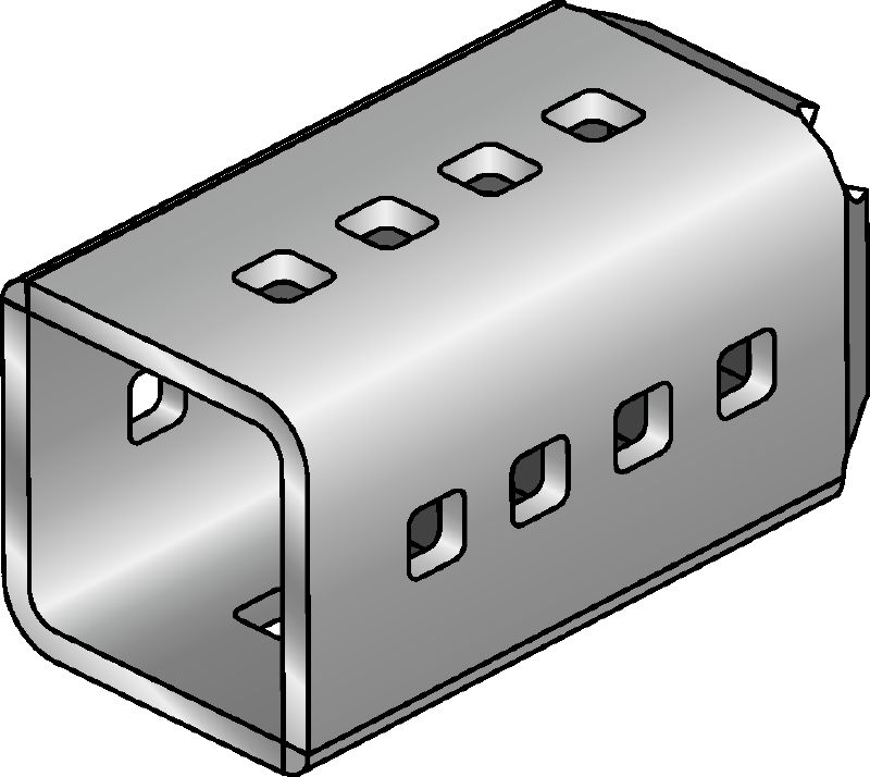 MIC-SC jungtis Karštai galvanizuota (HDG) jungtis, naudojama su MI pagrindo plokštėmis, kurios suteikia galimybę laisvai keisti sijos padėtį