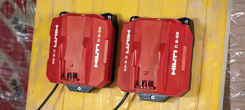 C 6-22 „Nuron“ greitasis įkroviklis Didelio greičio įkroviklis, skirtas visiems „Hilti Nuron“ akumuliatoriams Aplikacijos 1