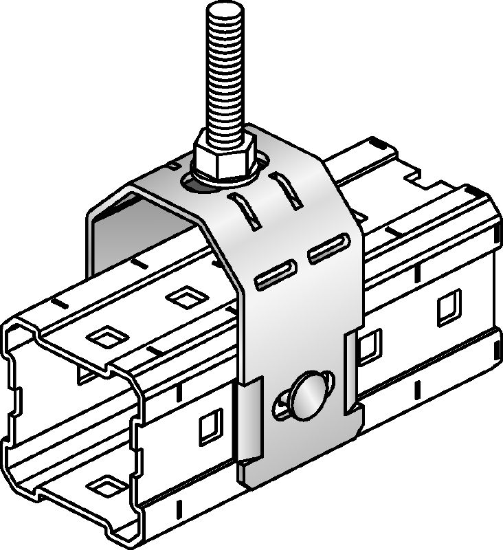 Plokščia poveržlė DIN 125 M10, karšto cinkavimo Karštai galvanizuota (HDG) jungtis, skirta tvirtinti M12 (1/2) ir M20 (3/4) srieginius strypus prie MI sijų Aplikacijos 1
