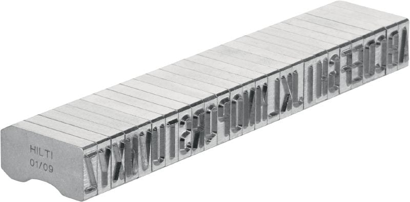 Plieno ženklinimo spaudai X-MC S 5.6/10 Aštrios briaunos, siauri raidžių ir skaitmenų simboliai, skirti identifikavimo žymoms įspausti metale