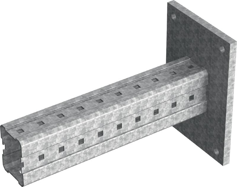 MIC-C120-DH Karštai galvanizuota (HDG) atrama, skirta labai apkrautoms konstrukcijoms jungti prie betono