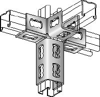 MQV-4/3 D kampinė jungtis Galvanizuota bėgelių jungtis, skirta trimatėms konstrukcijoms