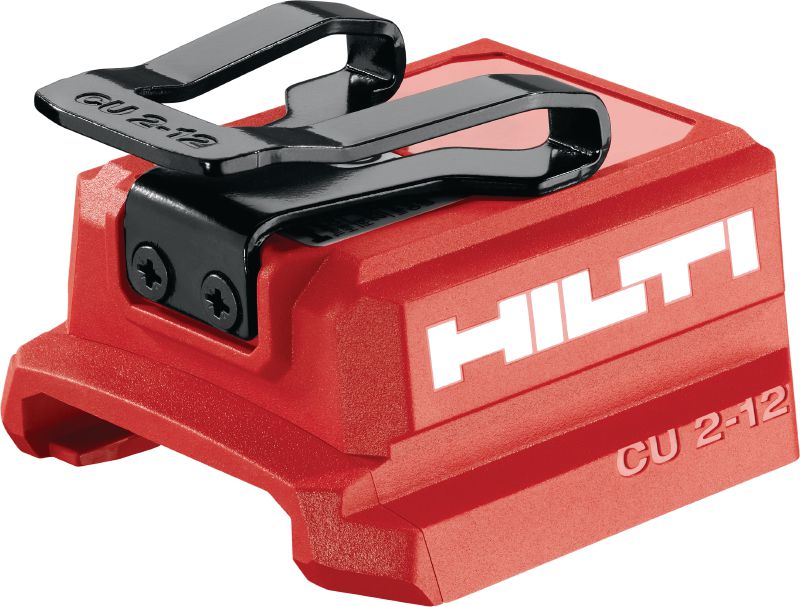 CU 2-12 USB įkrovimo adapteris USB įkrovimo adapteris „Hilti“ 12 V akumuliatoriams, skirtas įkrauti planšetinius kompiuterius, telefonus ir kitus įrenginius su USB-C arba USB-A prievadais