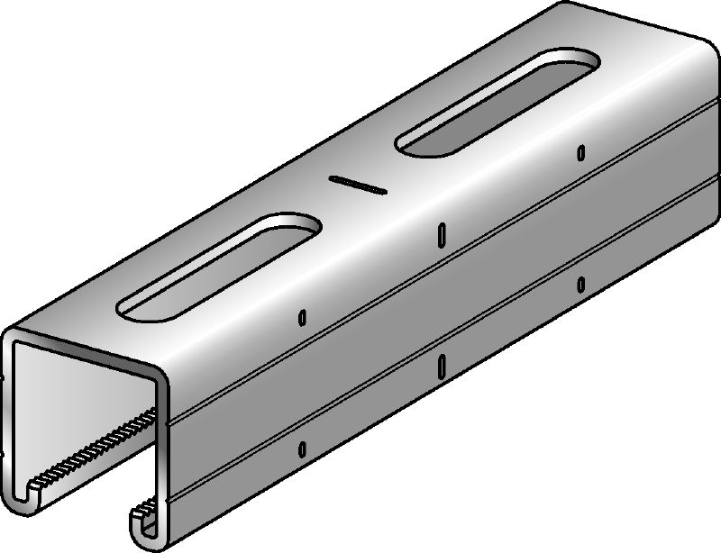 Bėgelis MQ-41/3 Galvanizuotas 41 mm ir 3 mm storio MQ statramsčio bėgelis, skirtas vidutiniškai apkrautoms konstrukcijoms