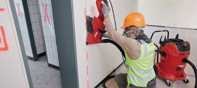 VC 60L-X L klasės dulkių ištrauktuvas Itin galingas dulkių ištrauktuvas, skirtas prijungimui su elektriniais įrankiais ir darbo vietos valymui (šlapiai ir sausai), 60 l bakas Aplikacijos 1
