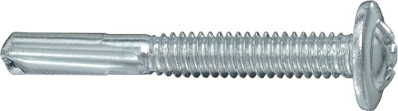 S-MD 03ZW savaiminio gręžimo metaliniai varžtai su apkabos antgaliu Savaiminio gręžimo varžtas su galvute su plokštele (cinkuotas anglinio plieno), skirtas metalą tvirtinti prie metalo