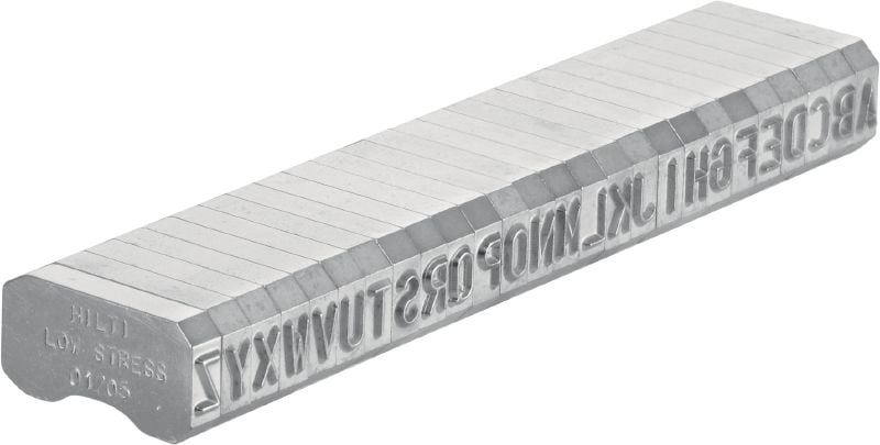 Plieno ženklinimo spaudai X-MC LS 5.6/6 Apvalios briaunos, siauri raidžių ir skaitmenų simboliai, skirti identifikavimo žymoms įspausti metale