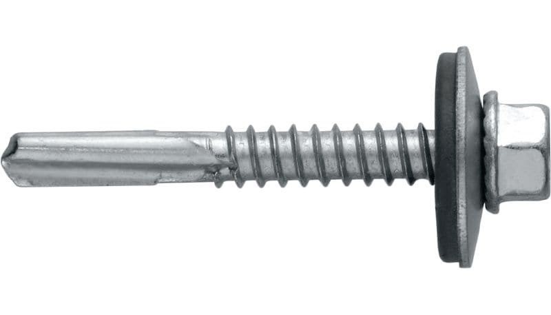 S-MD55Z savaiminio gręžimo savisriegiai, skirti gręžti į metalą Savaiminio gręžimo varžtas (cinkuotas anglinio plieno), su 16 mm poveržle, skirtas storą metalą tvirtinti prie metalo (iki 15 mm)