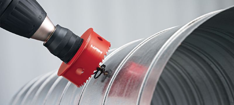 HS-ME skylių metale pjūklas „MetalCut“ bimetalinė pjovimo karūnėlė, skirta 16–83 mm angoms pliene ir kituose metaluose pjauti Aplikacijos 1