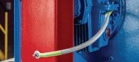 S-BT-ER HC įsukama smeigė Sriegiuota įsukama smeigė (nerūdijančiojo plieno, metrinio sriegio), skirta elektros jungtims ant plieno stipriai korozinėje aplinkoje, rekomenduojamas didžiausias prijungto kabelio skerspjūvis 120 mm² Aplikacijos 5
